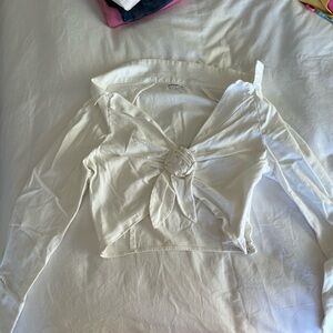 Reformation White Knot Blouse